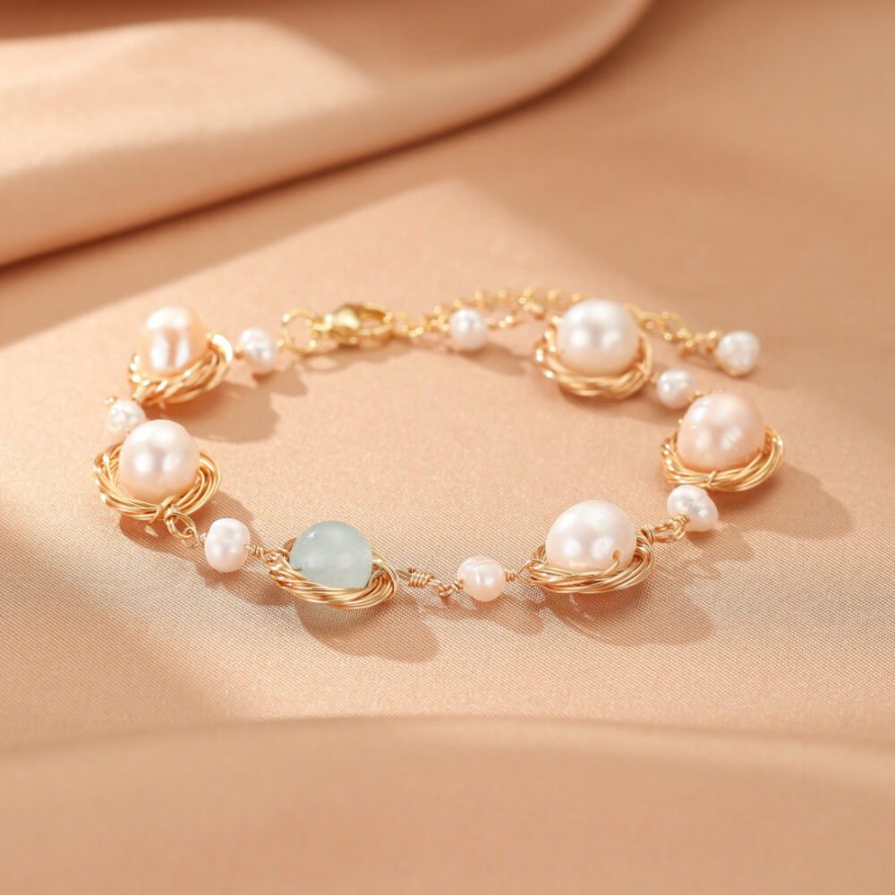 Bracelet Aigue-marine et Perle – Trésor Marin