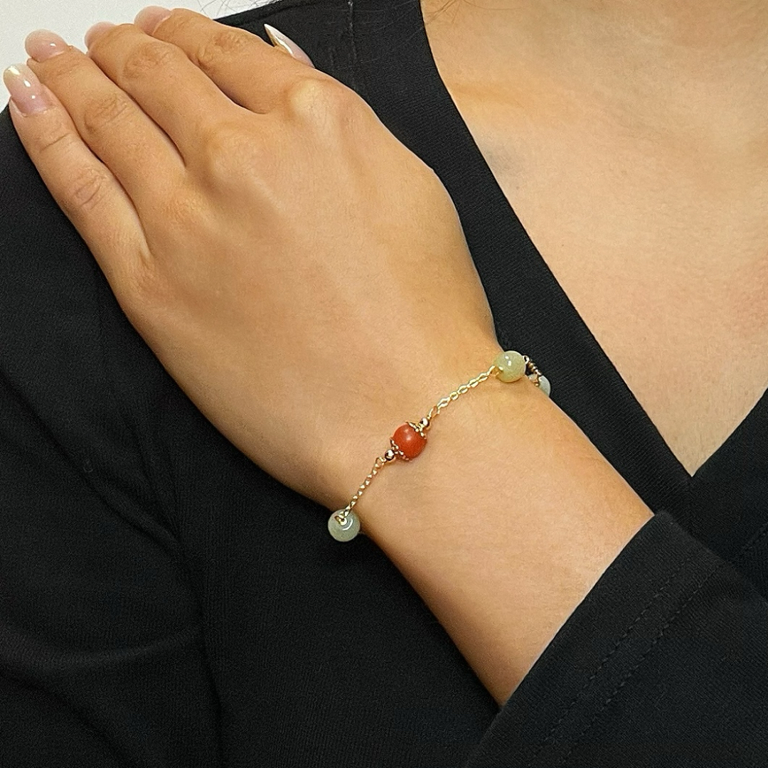 Bracelet Agate Rouge et Jade Néphrite – Éclat Protecteur
