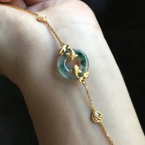 Bracelet Jade et Carpe Koï – Charme d'Abondance, Plaqué Or photo review