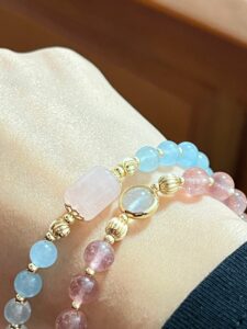 Bracelet Aigue-marine et Quartz Rose – Douceur Éthérée photo review
