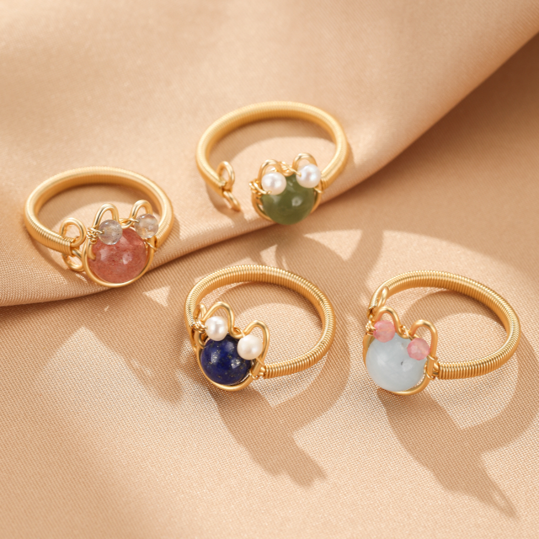 Bague Pierres Naturelles – Amour Félin