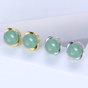 Boucles d’oreilles Aventurine – Éclat Intemporel, Argent photo review