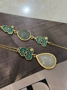 Bracelet Jade – Goutte de Chance, Argent Plaqué Or photo review