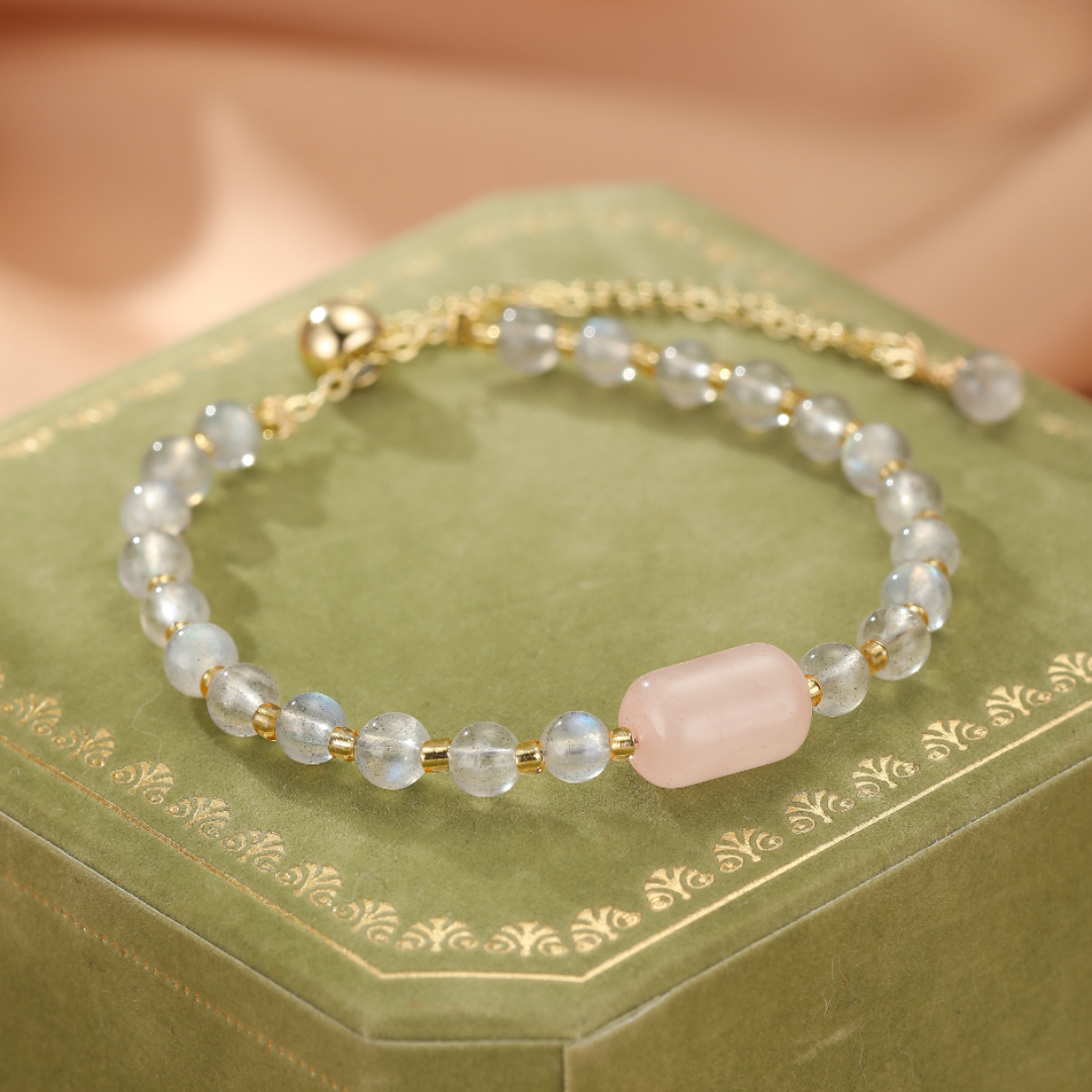 Bracelet Labradorite et Quartz Rose – Reflet Intérieur