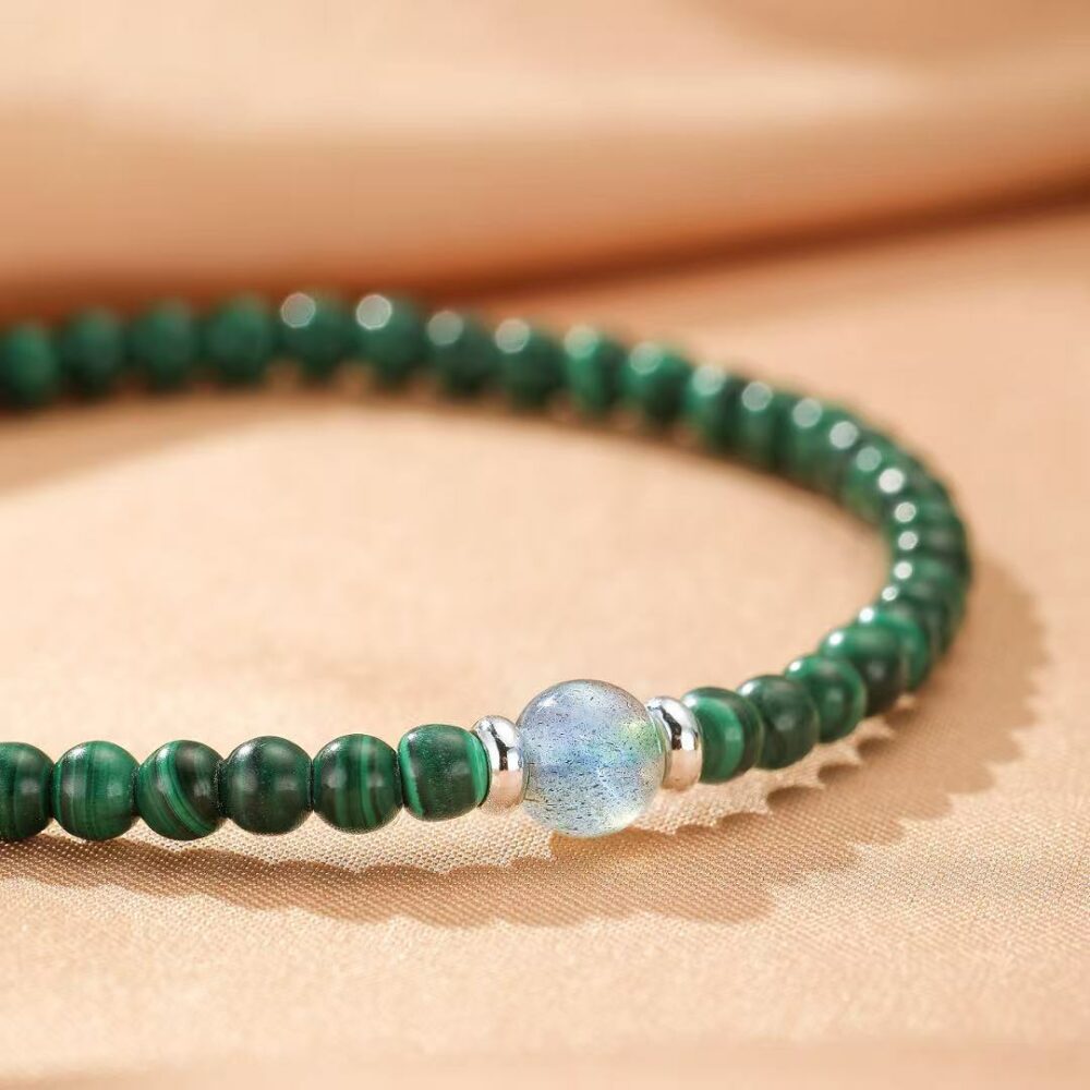 Bracelet Malachite – Harmonie Intérieure, Argent