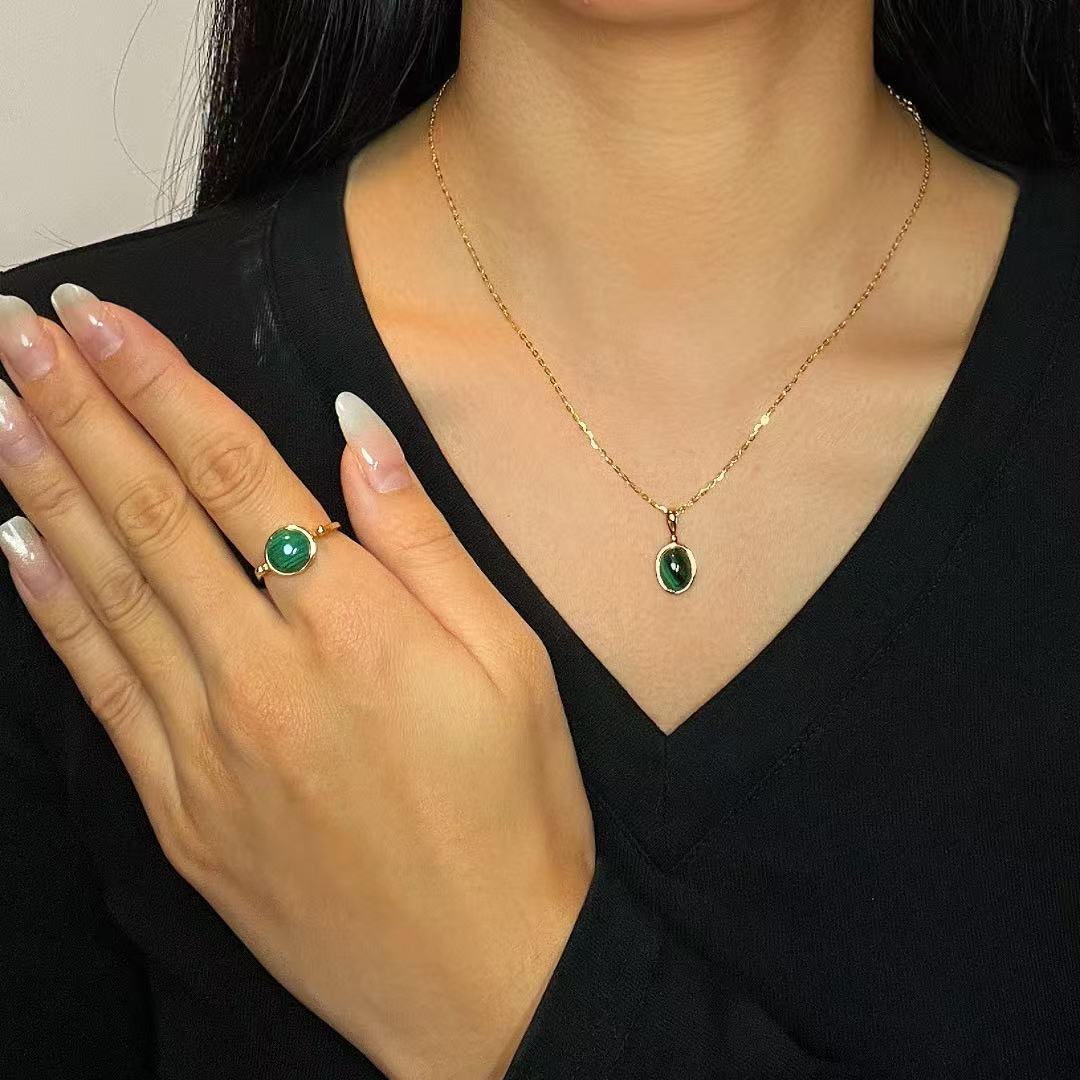 Bijoux-Bague Malachite – Essence Ancestrale, Argent Plaqué Or