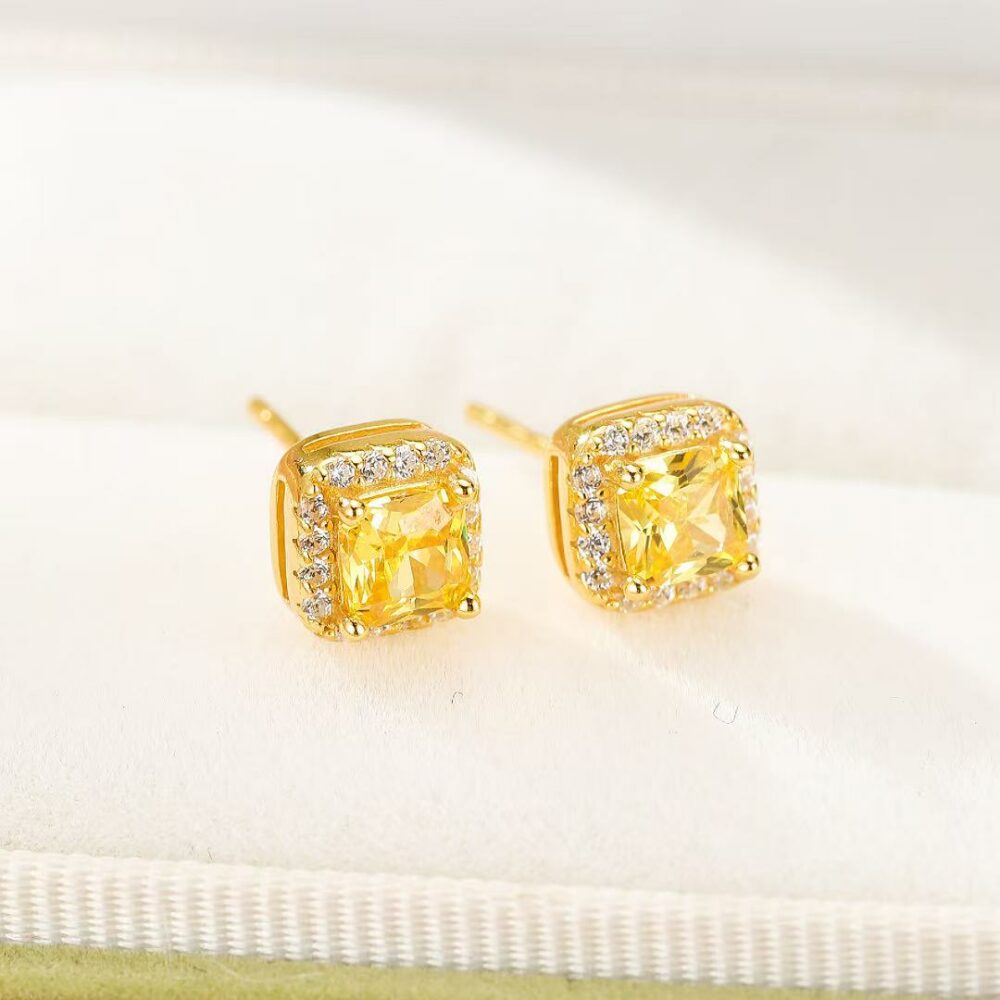 Boucles d’Oreilles Citrine – Éclat Carré, Argent – Image 4