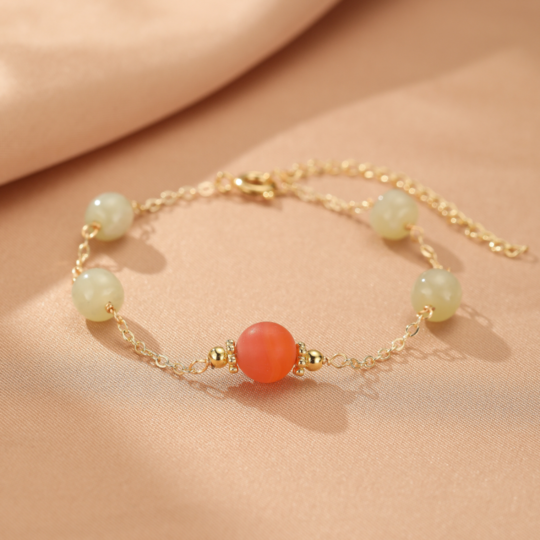 Bracelet Agate Rouge et Jade Néphrite – Éclat Protecteur