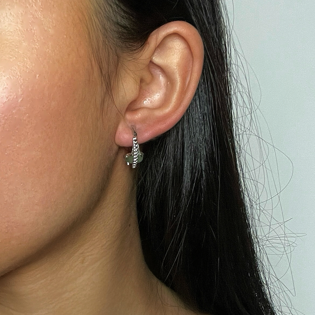Boucles d'Oreilles Aventurine – Énergie Harmonieuse, Argent