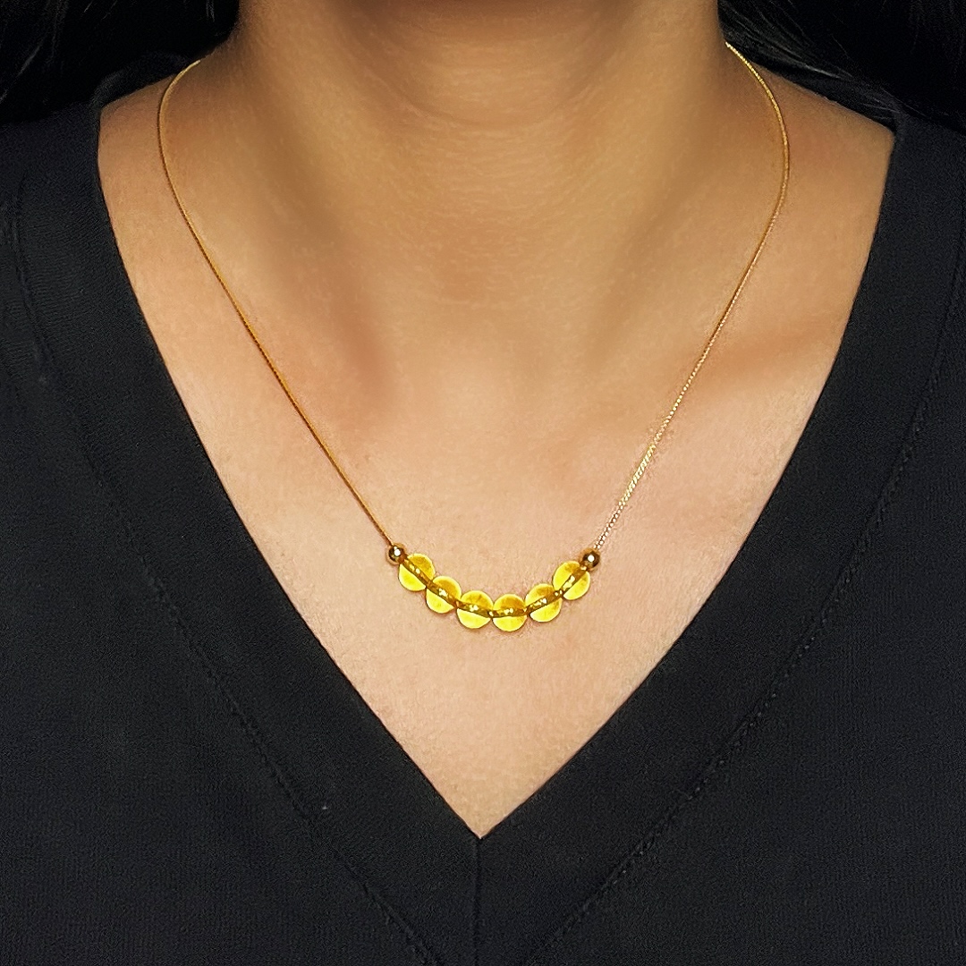 Collier Citrine – Courbe Lumineuse, Argent Plaqué Or