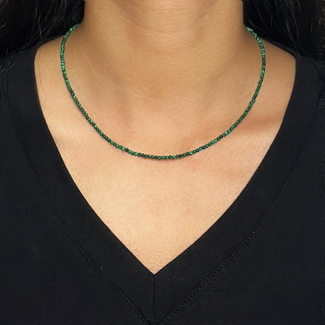 Collier Malachite – Élégance Naturelle, Argent