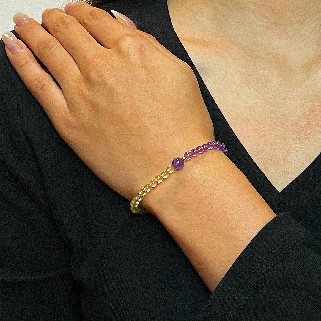 Bracelet Citrine et Améthyste – Équilibre Solaire et Mystique