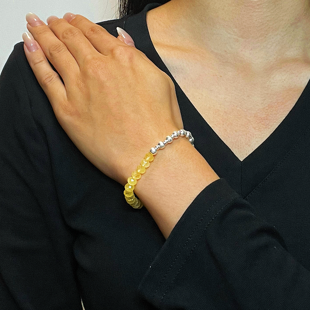 Bracelet Citrine – Énergie Douce, Argent
