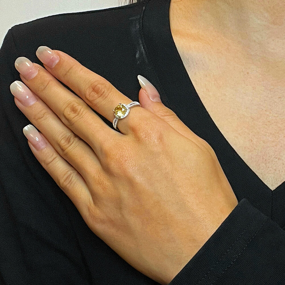 Bague Citrine – Éclat Rayonnant, Argent