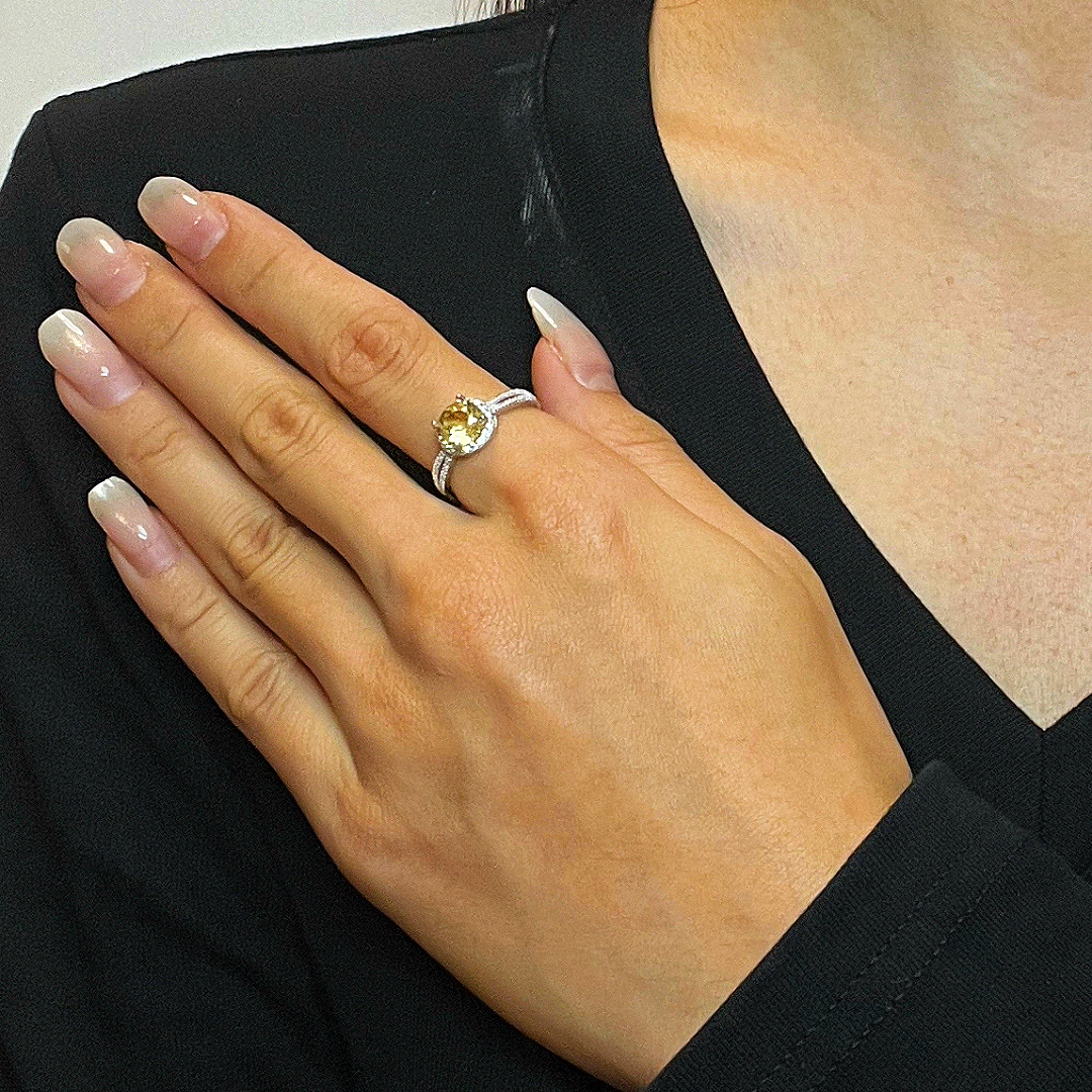 Bague Citrine – Éclat Rayonnant, Argent