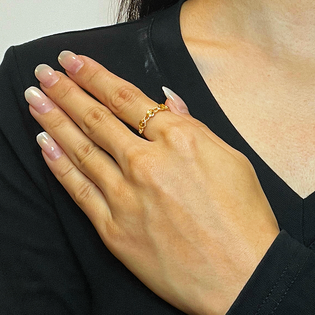 Bague Citrine – Lumière Dorée, Argent Plaqué Or