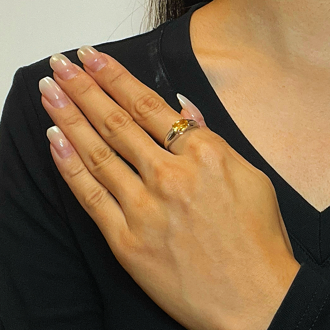 Bague Citrine – Flamme Solaire, Argent