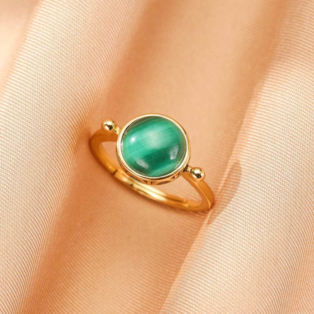 Bijoux-Bague Malachite – Essence Ancestrale, Argent Plaqué Or