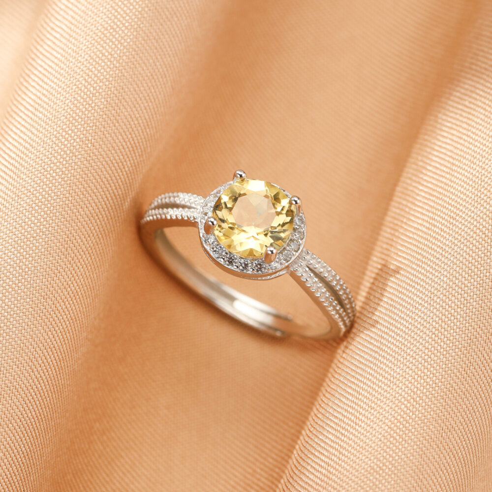 Bague Citrine – Éclat Rayonnant, Argent