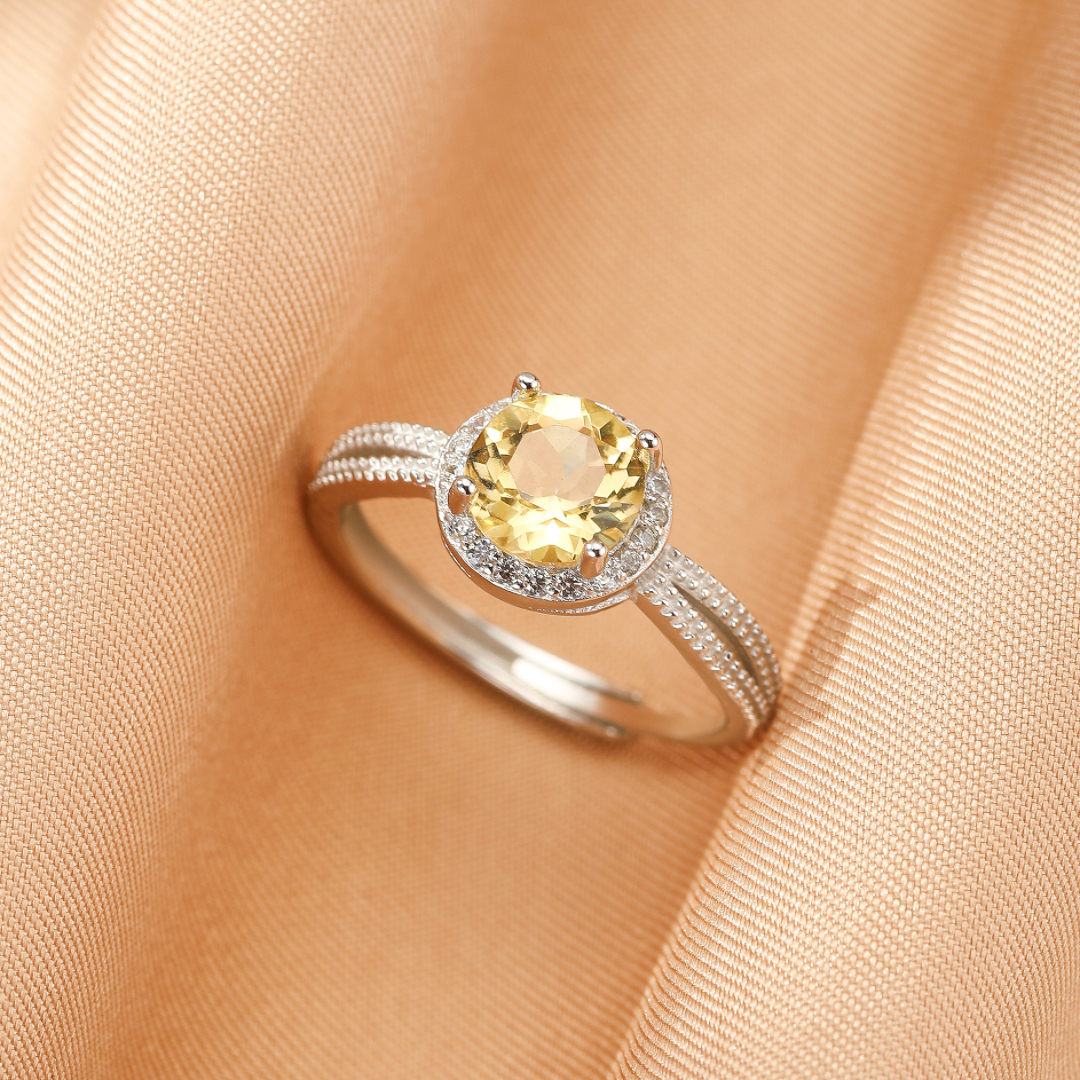 Bague Citrine – Éclat Rayonnant, Argent