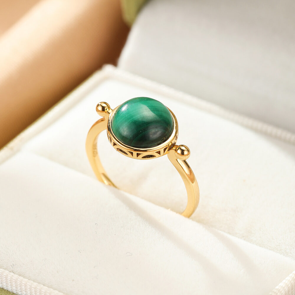 Bijoux-Bague Malachite – Essence Ancestrale, Argent Plaqué Or