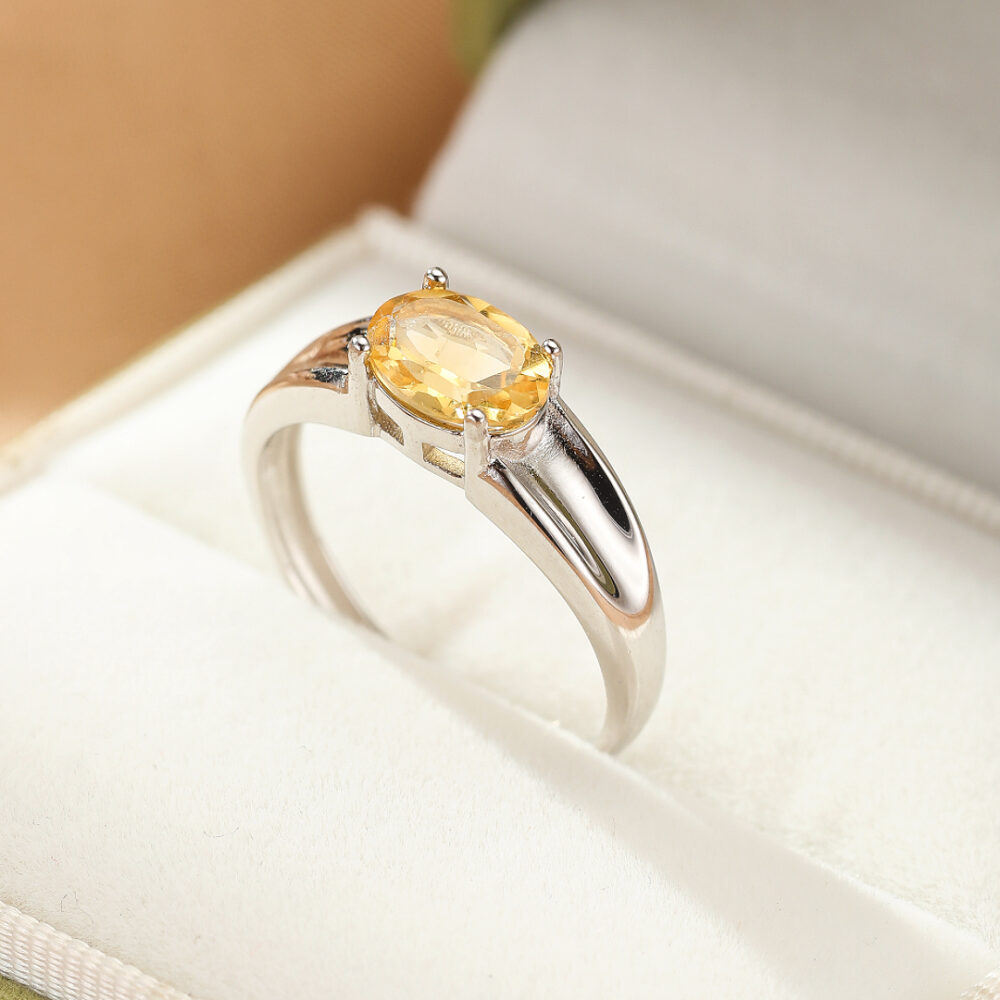 Bague Citrine – Flamme Solaire, Argent