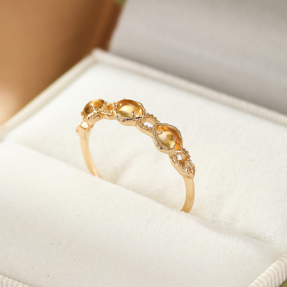Bague Citrine – Lumière Dorée, Argent Plaqué Or
