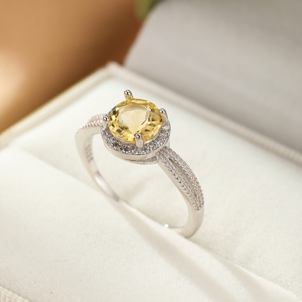 Bague Citrine – Éclat Rayonnant, Argent