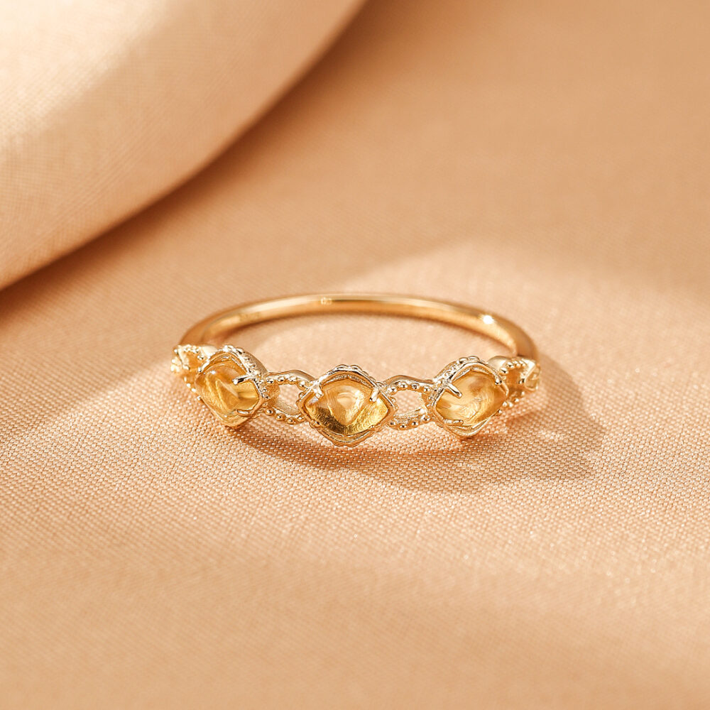 Bague Citrine – Lumière Dorée, Argent Plaqué Or