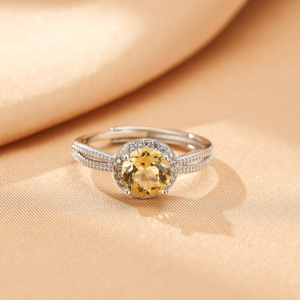 Bague Citrine – Éclat Rayonnant, Argent