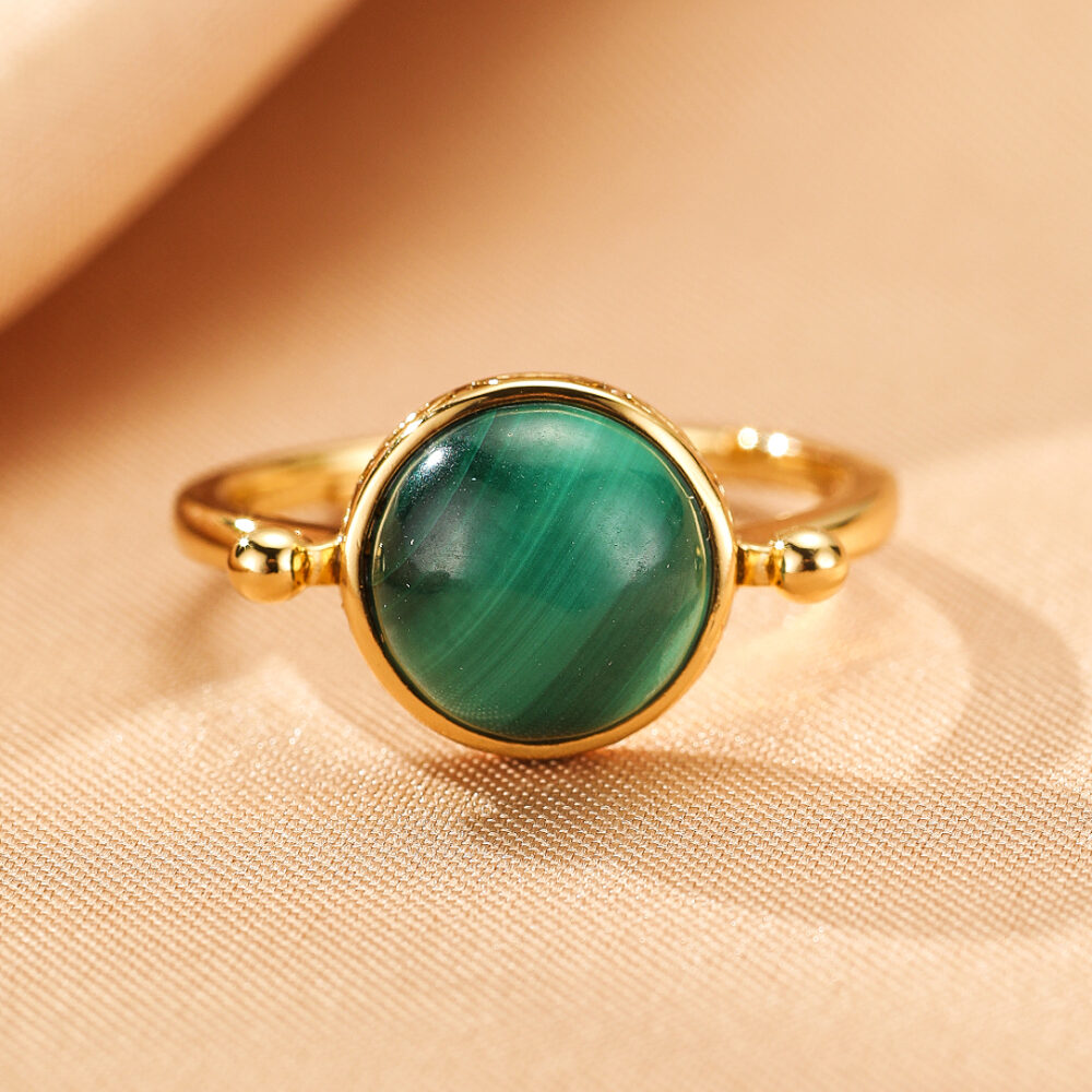 Bijoux-Bague Malachite – Essence Ancestrale, Argent Plaqué Or