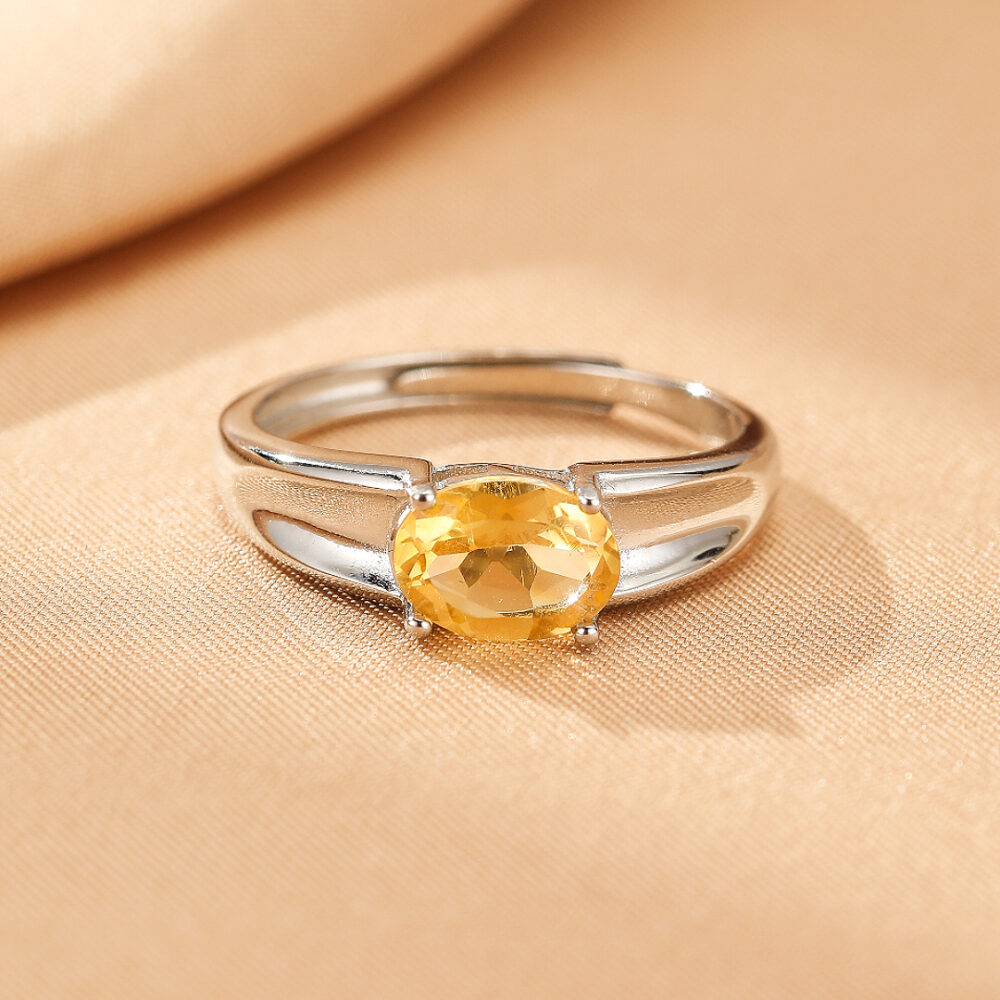 Bague Citrine – Flamme Solaire, Argent