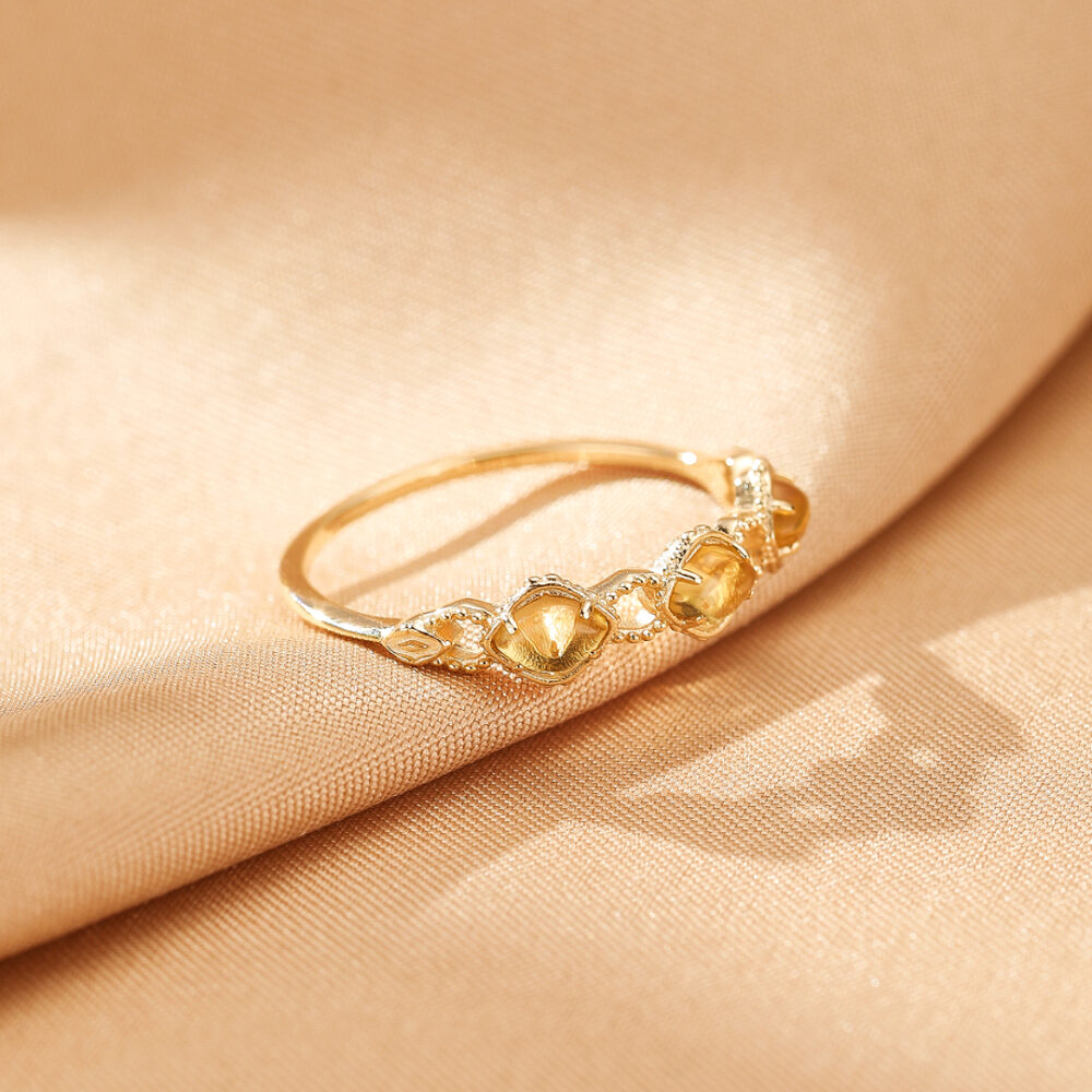Bague Citrine – Lumière Dorée, Argent Plaqué Or
