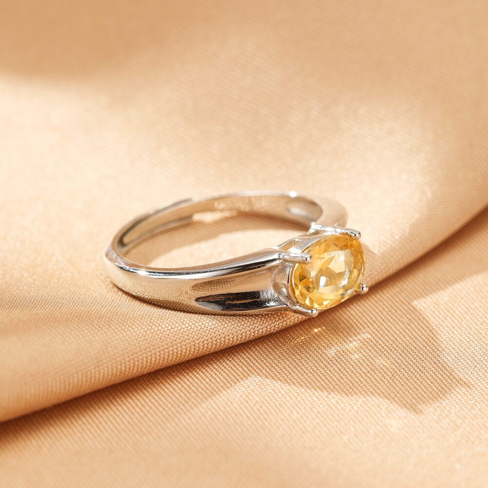 Bague Citrine – Flamme Solaire, Argent