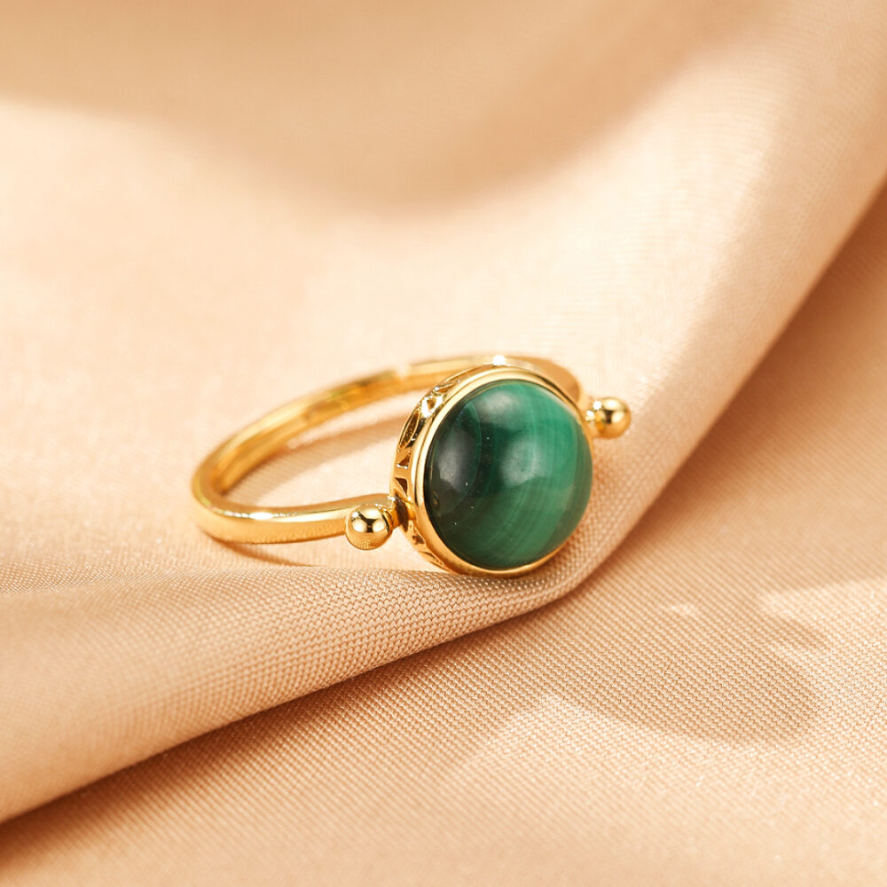 Bijoux-Bague Malachite – Essence Ancestrale, Argent Plaqué Or