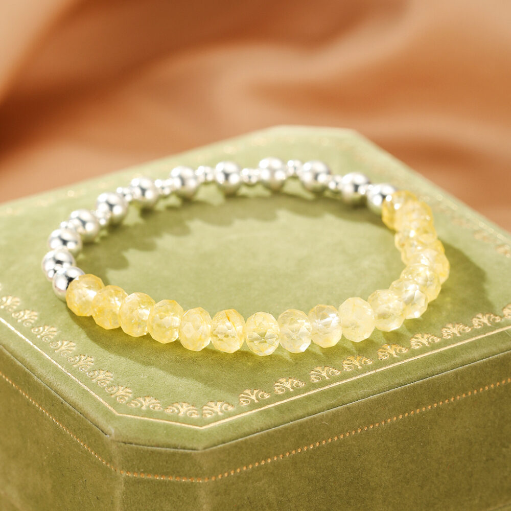 Bracelet Citrine – Énergie Douce, Argent