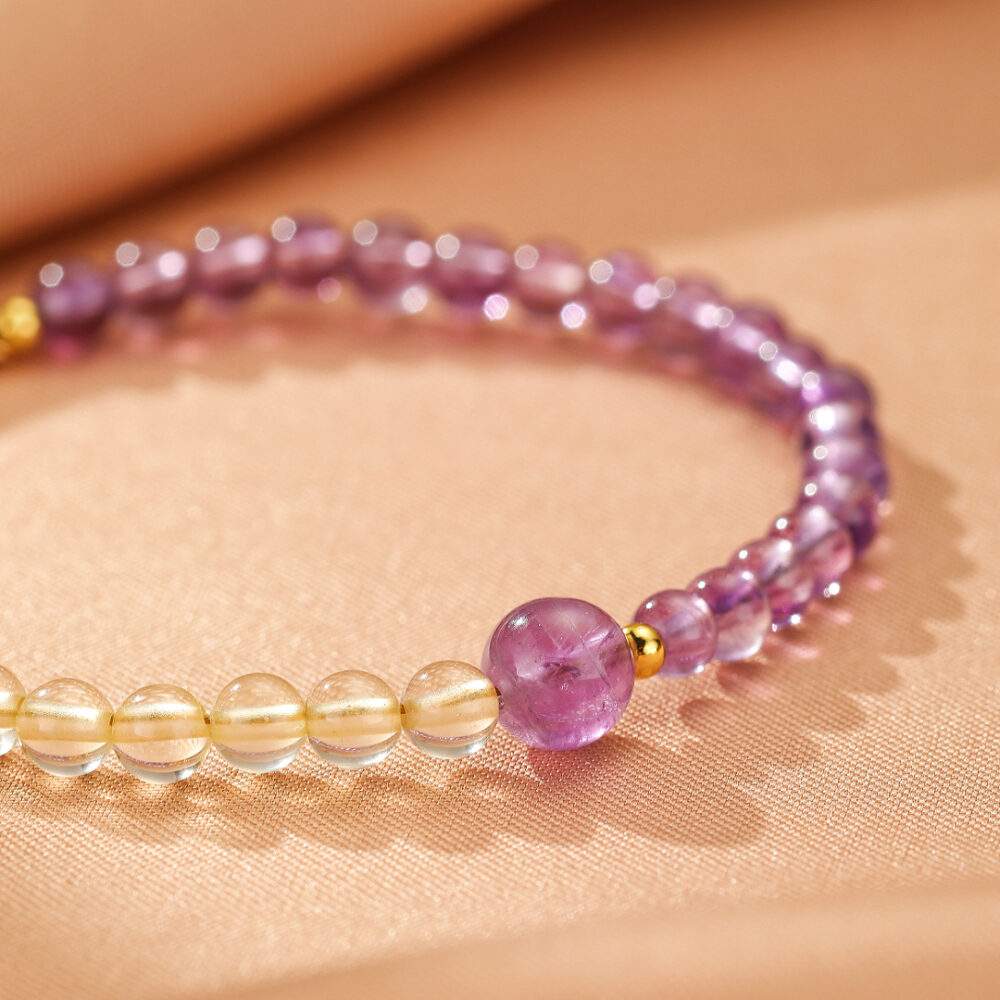 Bracelet Citrine et Améthyste – Équilibre Solaire et Mystique