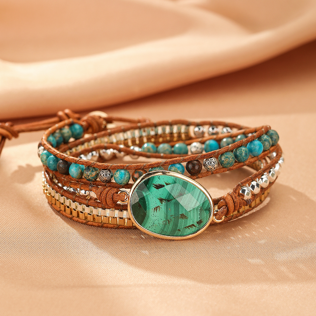 Bracelet Wrap Malachite – Harmonie Bohème