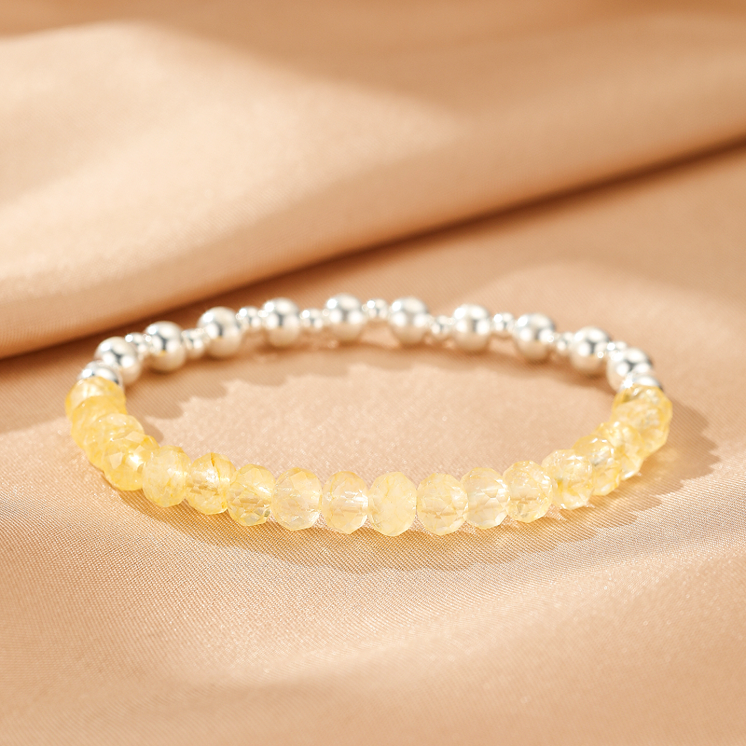 Bracelet Citrine – Énergie Douce, Argent