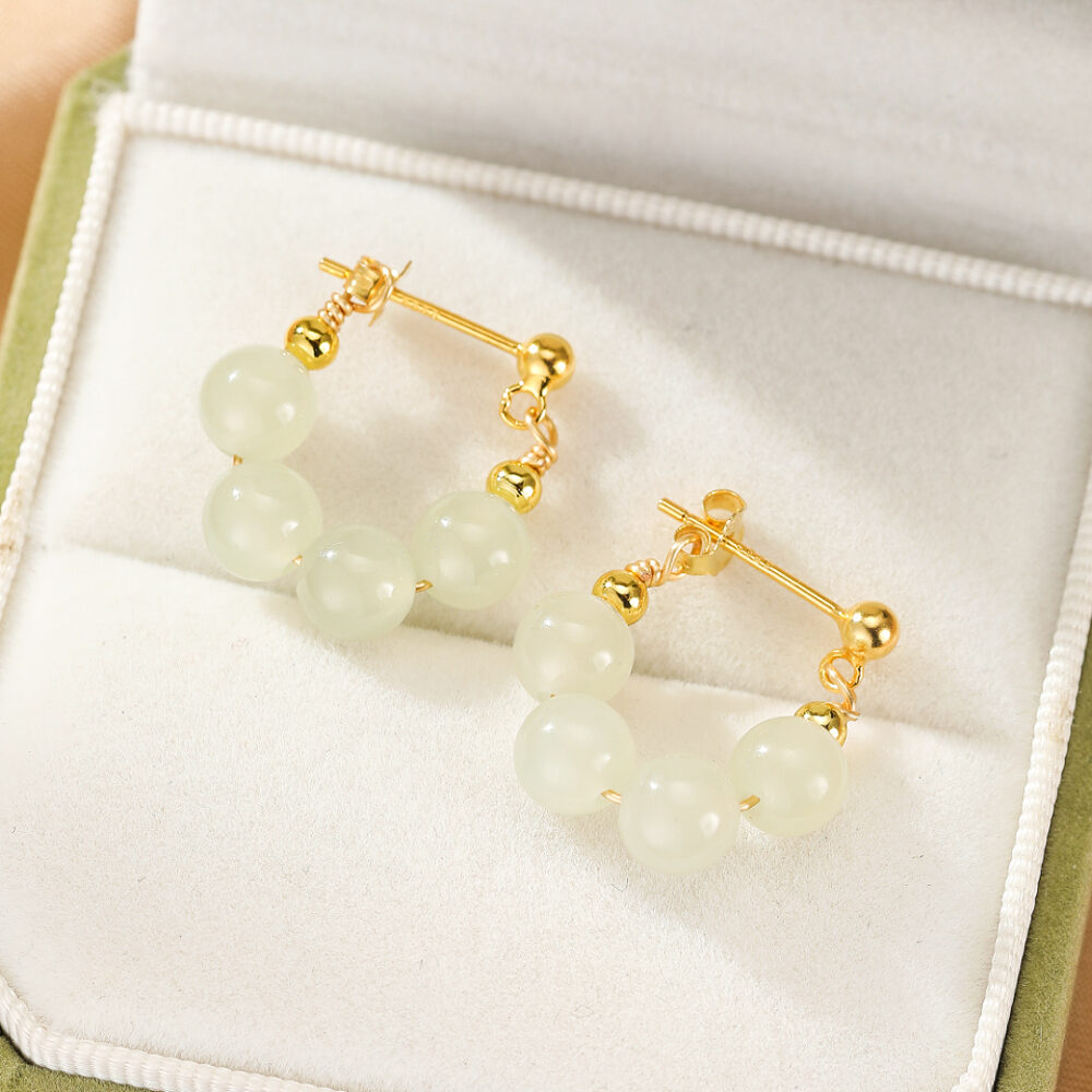 Boucles d’oreilles Jade – Sérénité Courbée, Argent