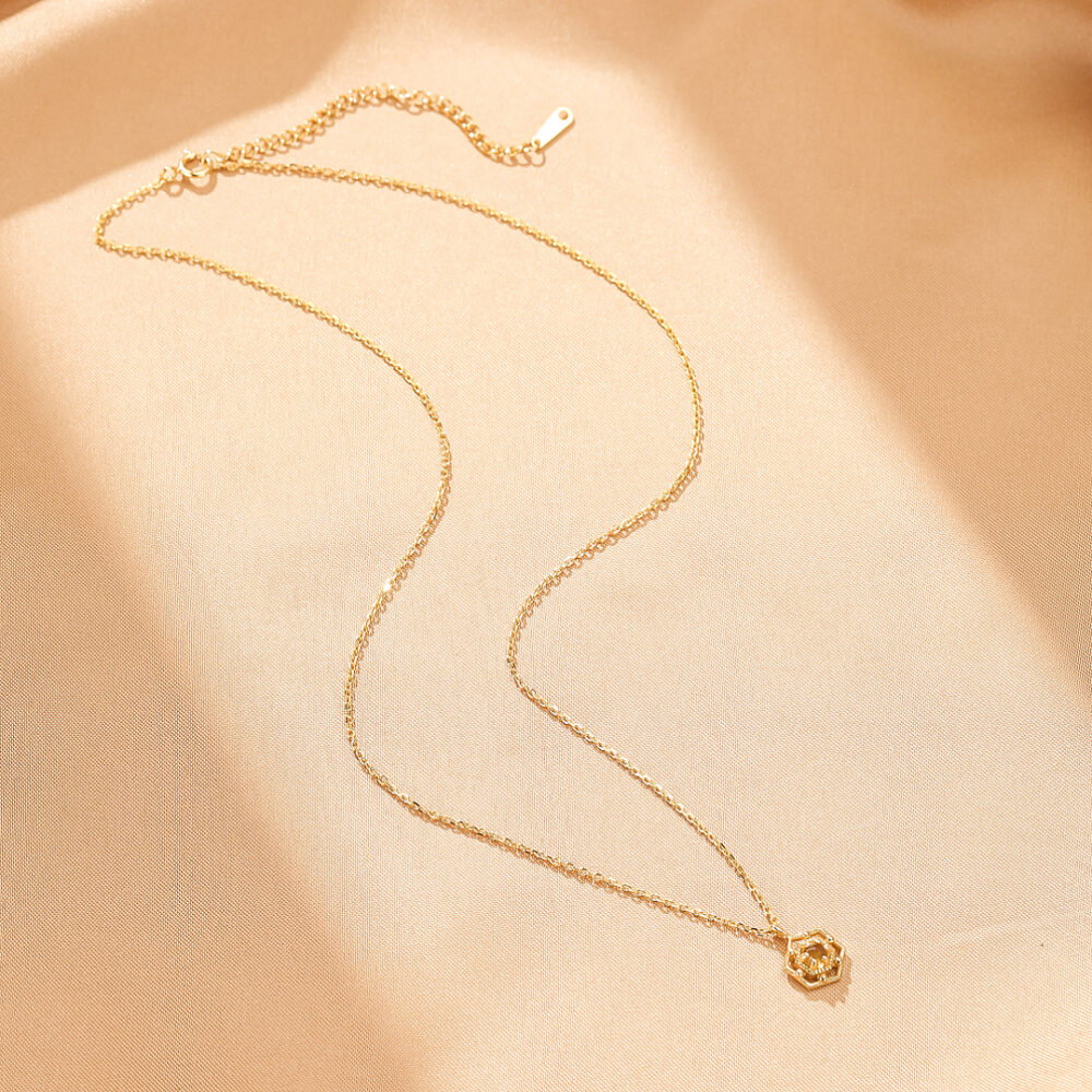 Bijoux-Collier Citrine – Éclat Jardin d’Or, Argent Plaqué Or