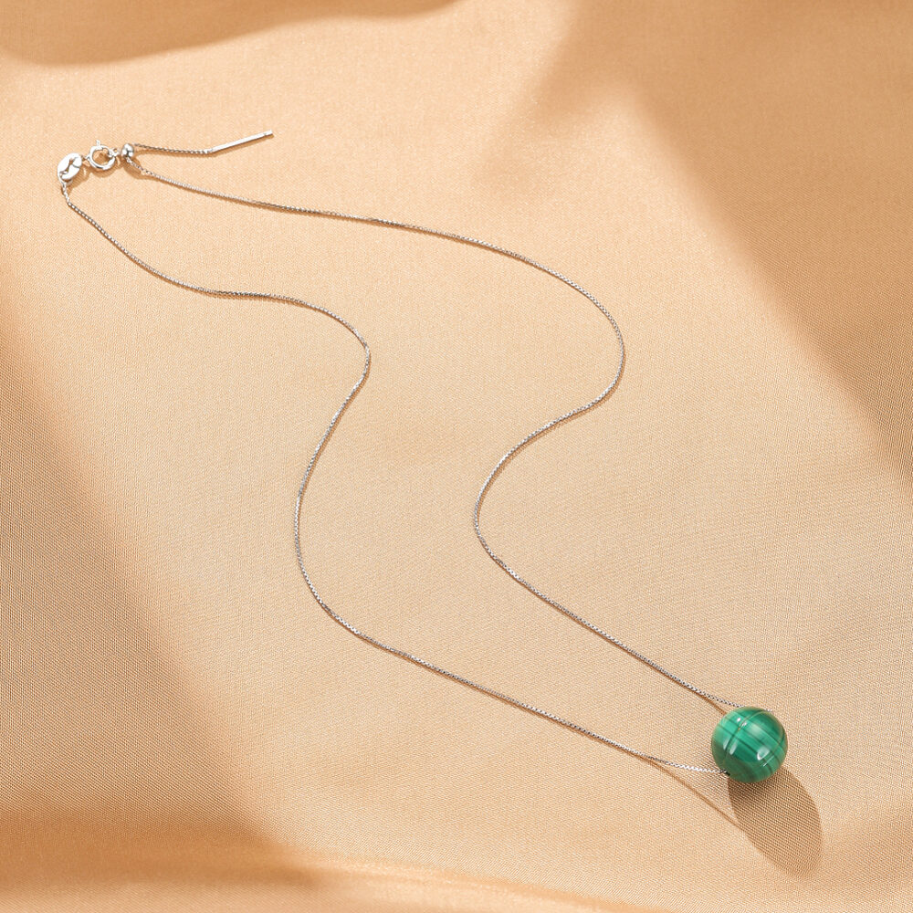 Collier Malachite – Sphère d’Harmonie, Argent