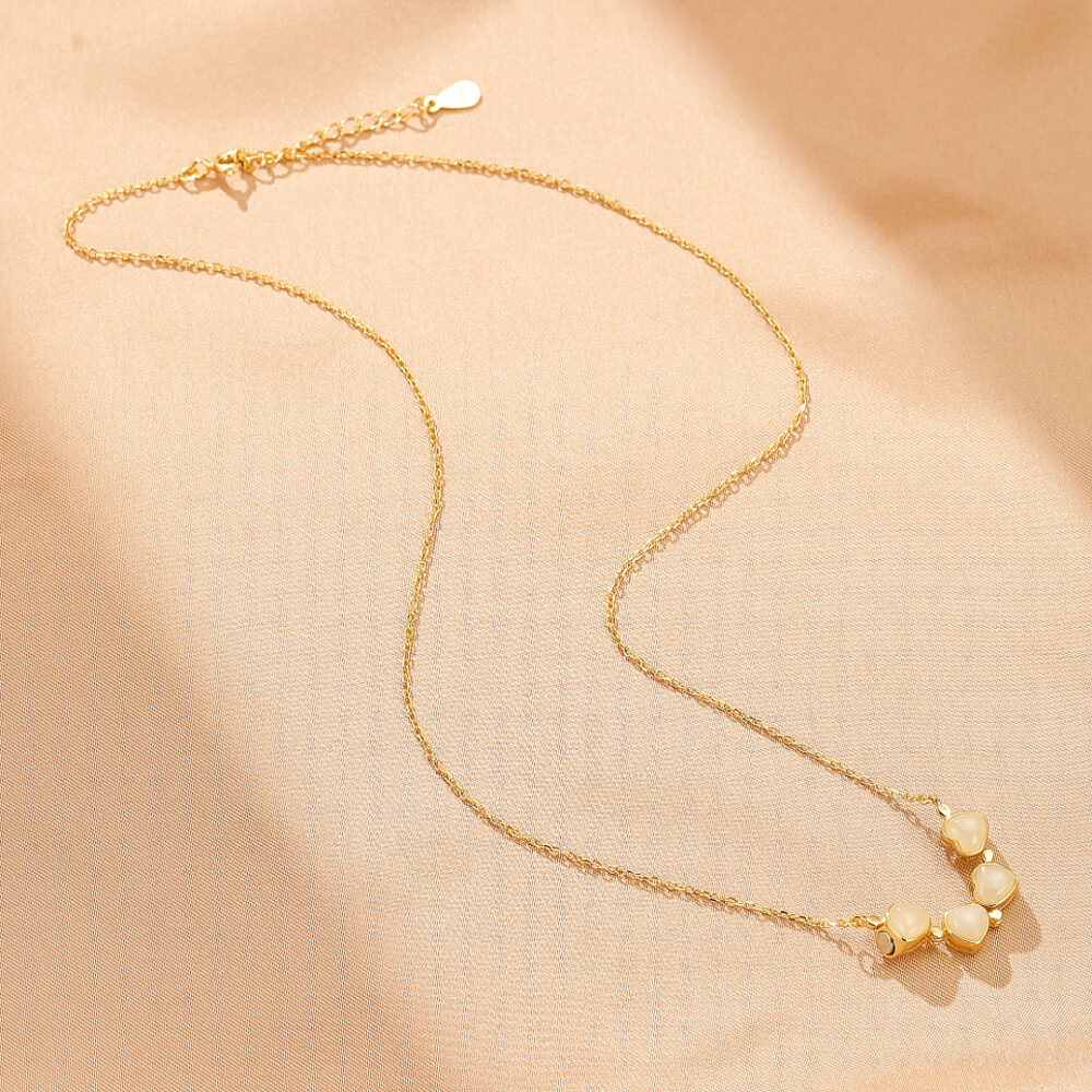 Collier Jade/Agate Rouge – Chance d’Amour, , Argent Plaqué Or