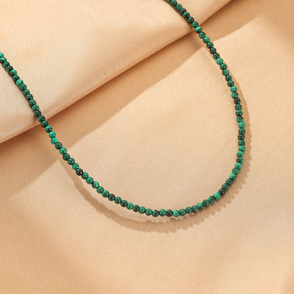Collier Malachite – Élégance Naturelle, Argent