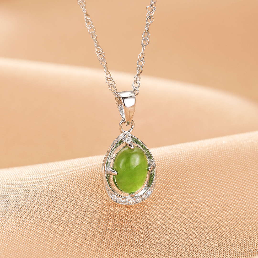 Collier Jade – Goutte de Paix, Argent