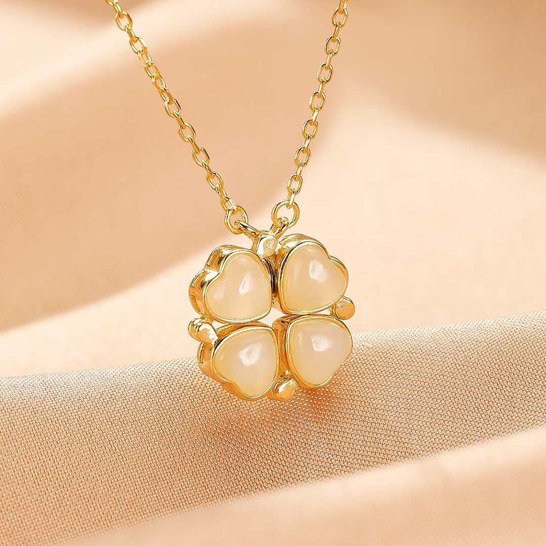 Collier Jade/Agate Rouge – Chance d’Amour, , Argent Plaqué Or