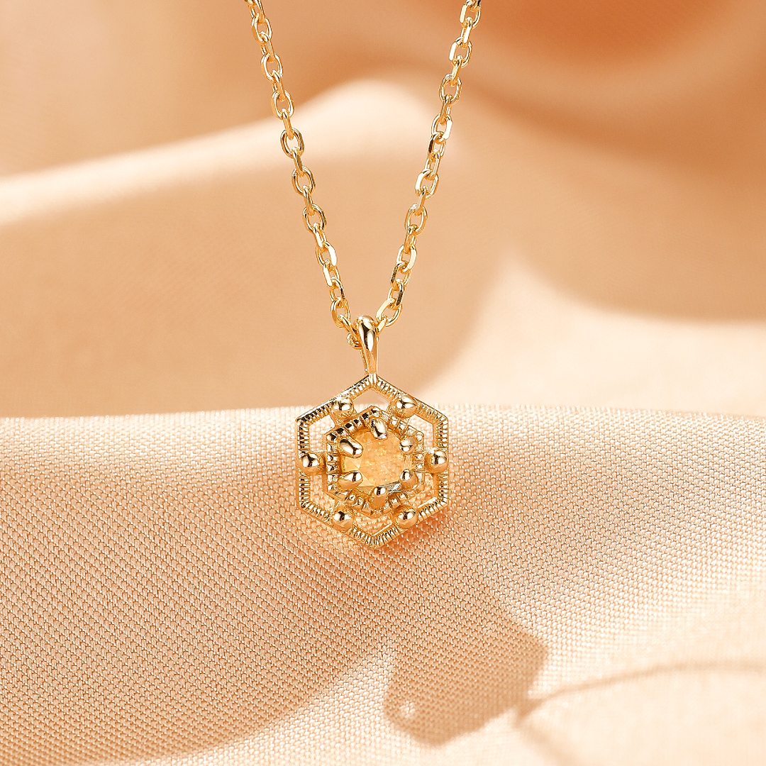 Bijoux-Collier Citrine – Éclat Jardin d’Or, Argent Plaqué Or