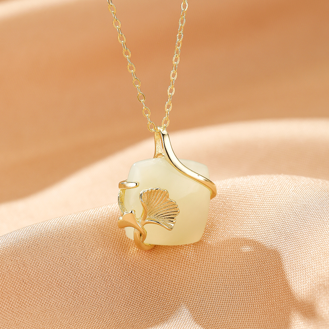 Bijoux-Collier Jade – Éveil du Cœur, Argent Plaqué Or