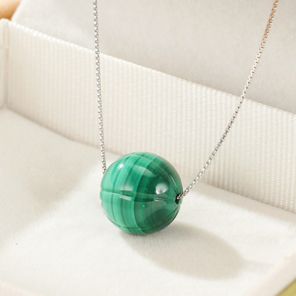 Collier Malachite – Sphère d’Harmonie, Argent