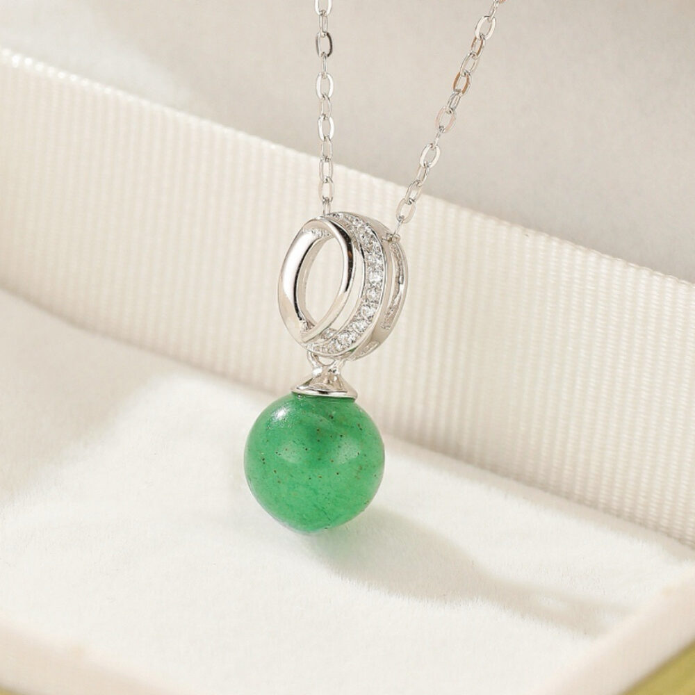 Collier Aventurine – Goutte d’Harmonie, Argent